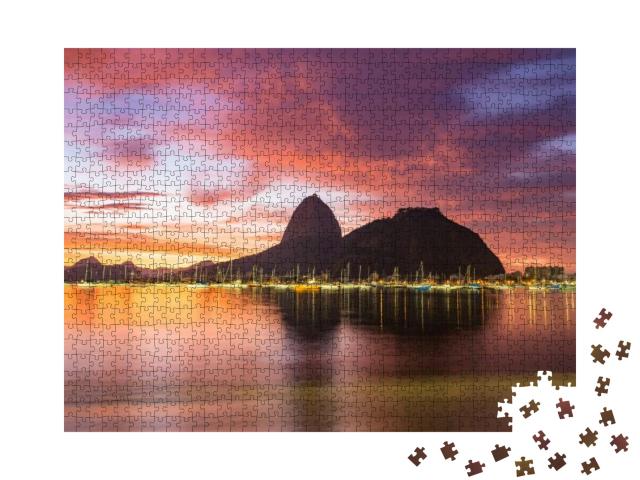 Puzzle 1000 Teile „Sonnenaufgang: Blick auf Rio de Janeiro mit Berg Zuckerhut“