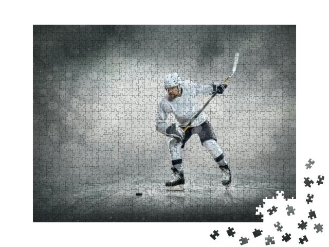 Puzzle 1000 Teile „Eishockeyspieler auf dem Eis im Freien“