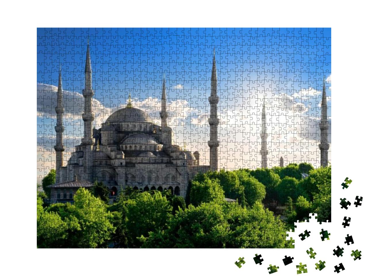Puzzle 1000 Teile „Berühmte Blaue Moschee an einem sonnigen Sommertag, Türkei“