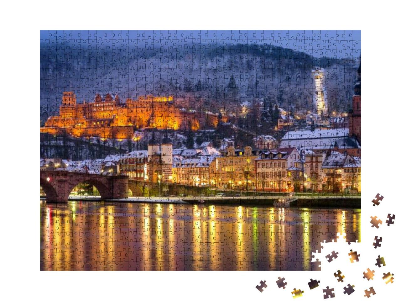Puzzle 1000 Teile „Winterliche Altstadt von Heidelberg, Deutschland“