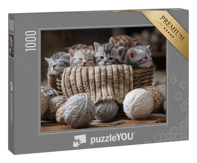 Puzzle 1000 Teile „Gruppe von kleinen gestreiften Kätzchen“