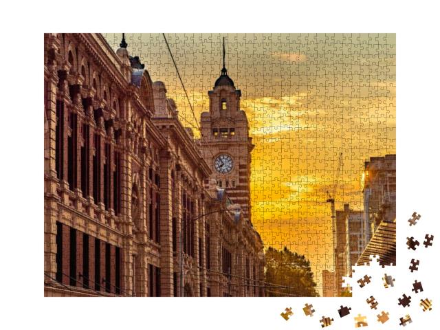 Puzzle 1000 Teile „Uhrenturm, Flinders Street Train Station, Melbourne, Australien“