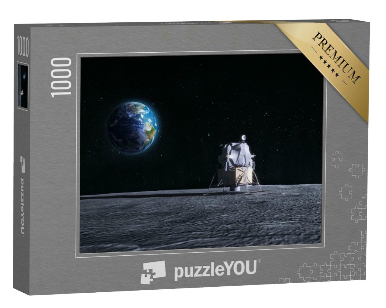 Puzzle 1000 Teile „Digitale Kunst: Mondlandefähre nach dem Raumschiff der Apollo-Mission“