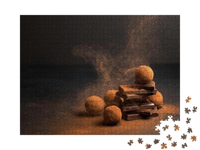 Puzzle 1000 Teile „Schokoladentrüffel im fast magischen Kakaopulver-Staub“