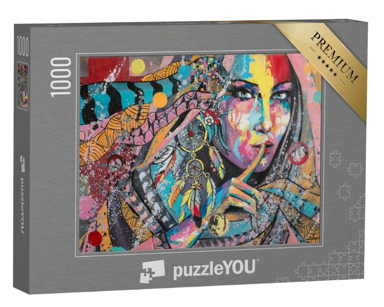 Puzzle 1000 Teile „Ölgemälde: Geheimnisvolle Frau“