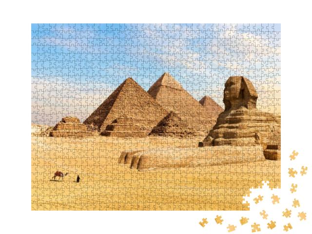 Puzzle 1000 Teile „Pyramiden von Gizeh und die Große Sphinx, Ägypten“