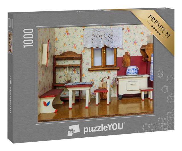Puzzle 1000 Teile „Detail eines Wohnzimmers im Retro-Puppenhaus“