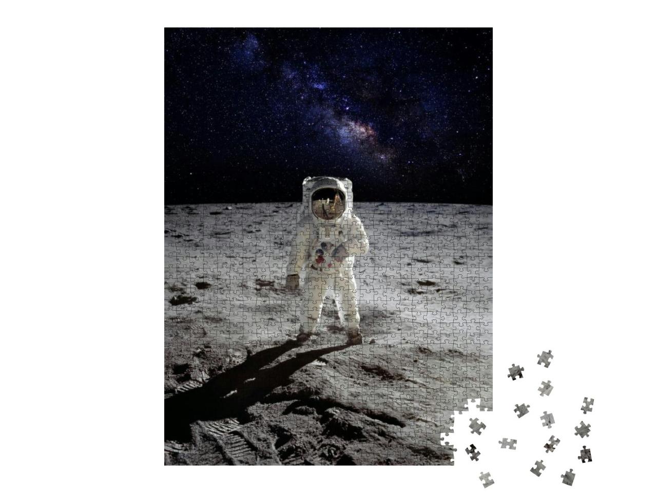 Puzzle 1000 Teile „Ein Astronaut auf der Oberfläche des Mondes, NASA-Bildmaterial“