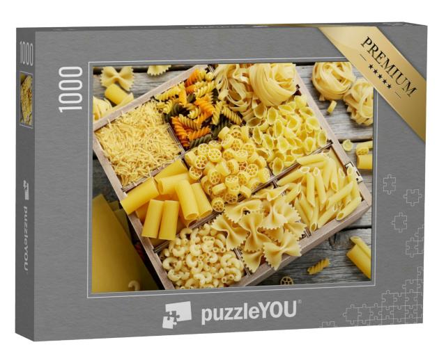 Puzzle 1000 Teile „Verschiedene Arten von Nudeln, sorgfältig arrangiert“