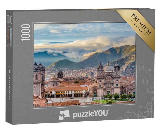 Puzzle 1000 Teile „Morgensonne auf der Plaza de armas, Cusco, Stadt“