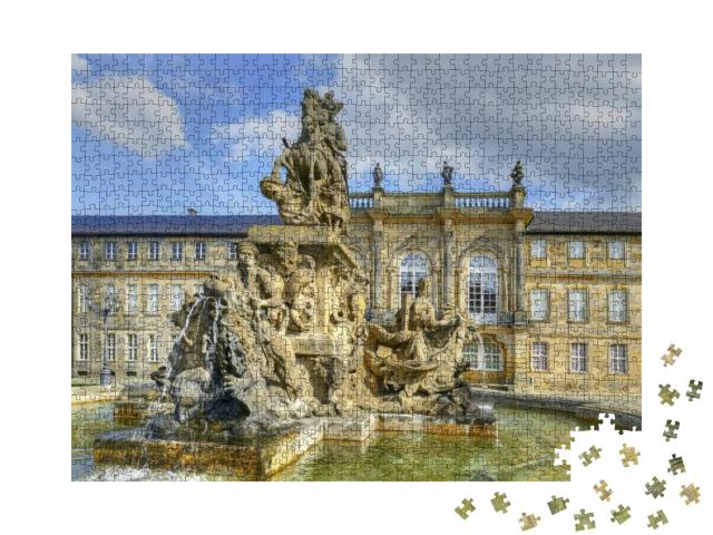 Puzzle 1000 Teile „Bayreuth - Brunnen und Neues Schloss, Deutschland“