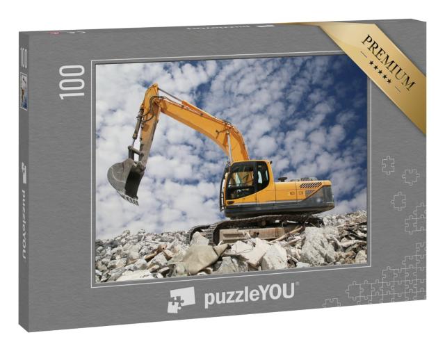 Puzzle 100 Teile „Bagger gräbt den Boden für das Fundament“