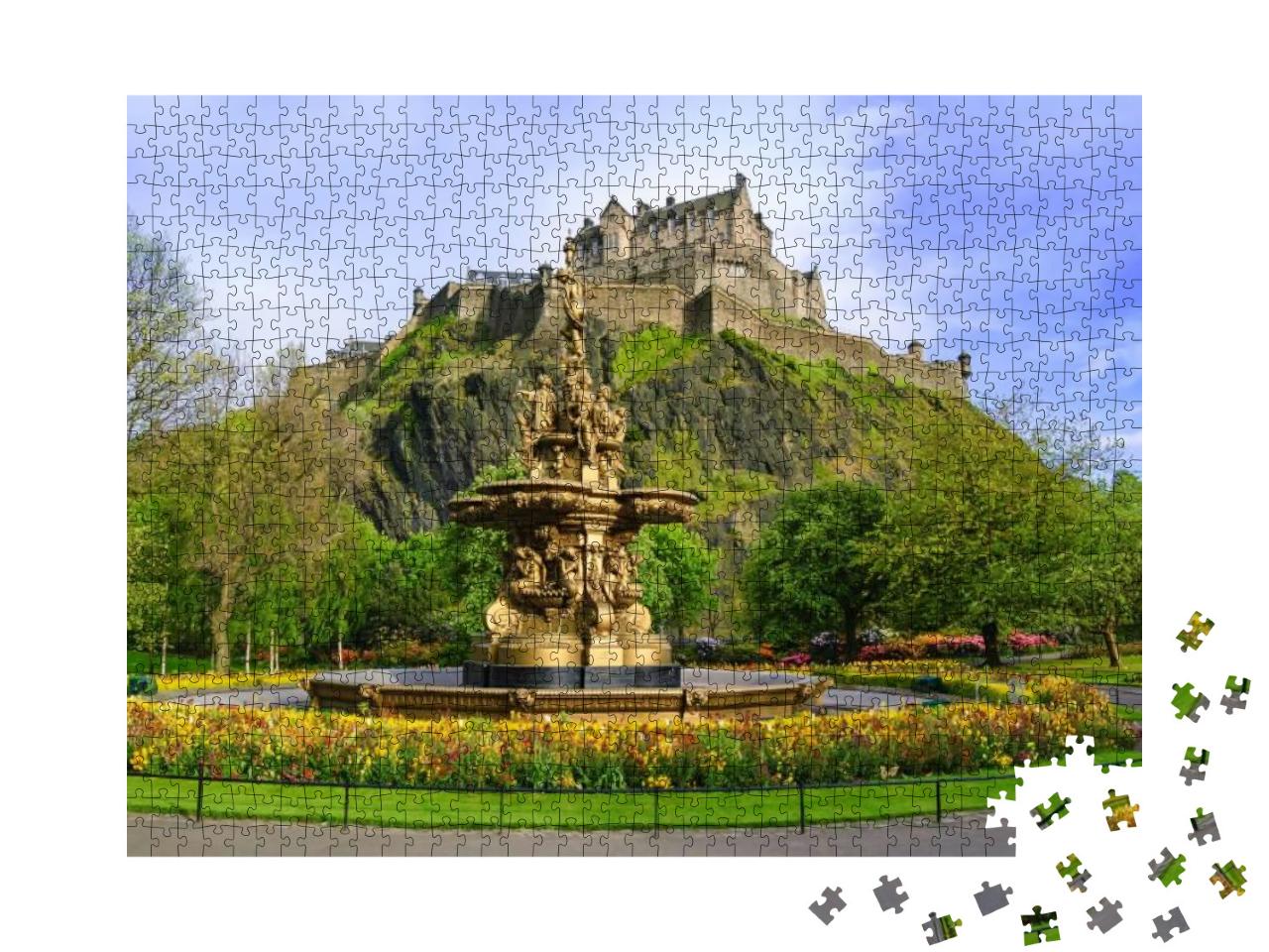 Puzzle 1000 Teile „Ross Fountain in den Pinces Street Gardens, Edinburgh, Schottland“
