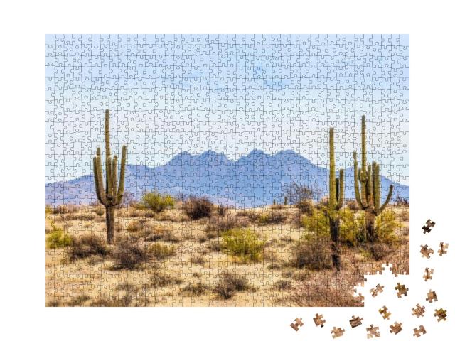 Puzzle 1000 Teile „Four Peaks, Wahrzeichen der Mazatzal Mountains in Phoenix, Arizona“