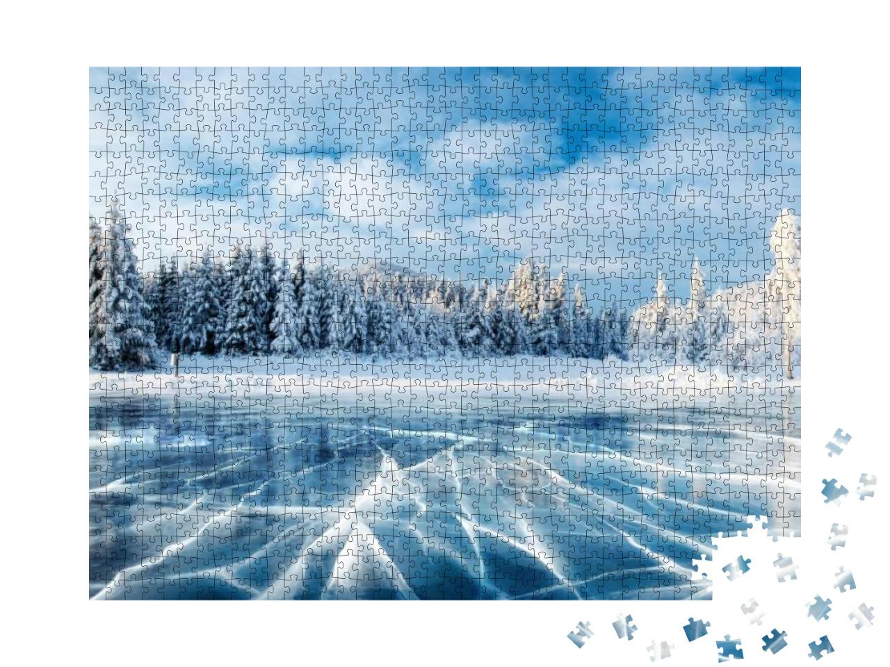 Puzzle 1000 Teile „Risse auf der Oberfläche eines gefrorenen Sees“