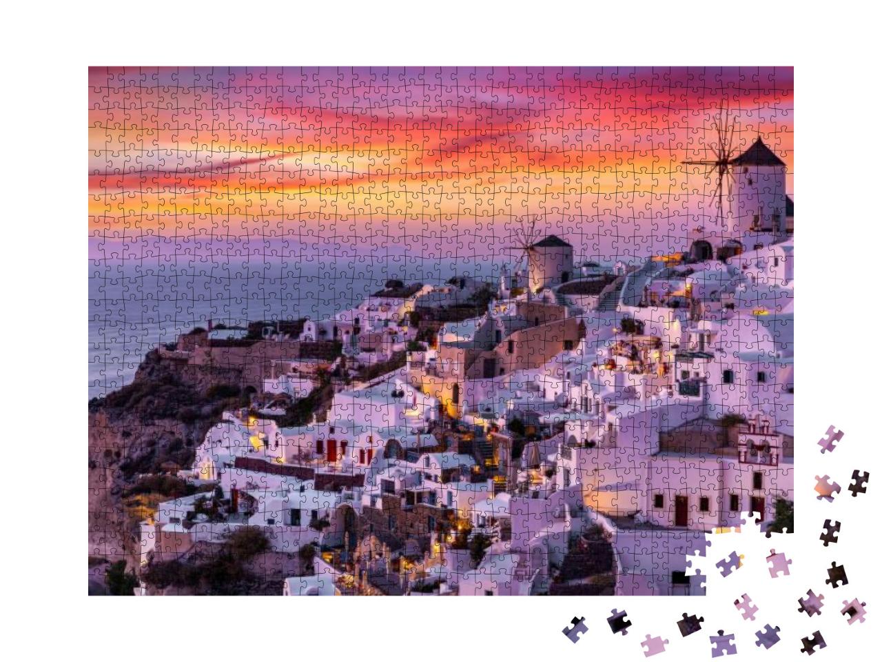 Puzzle 1000 Teile „Dorf Oia auf der Insel Santorin, Grichenlans“