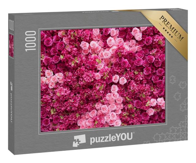 Puzzle 1000 Teile „Hintergrund von roten und rosa Rosen“