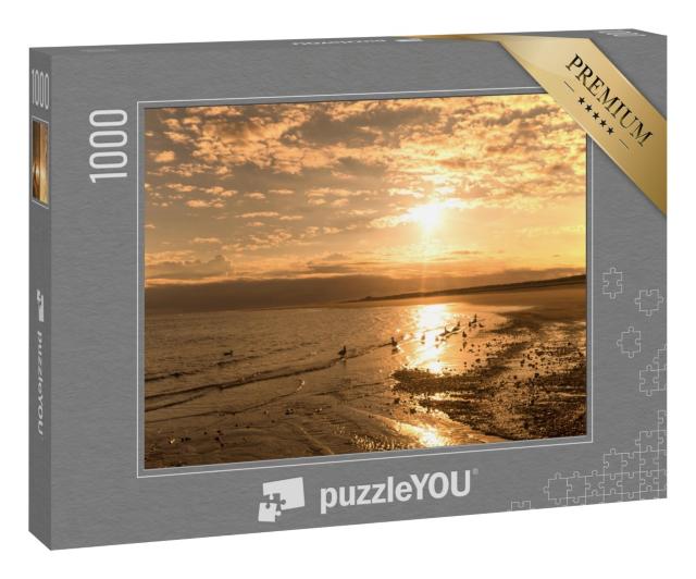 Puzzle 1000 Teile „Sonnenuntergang an einem Dünenstrand auf der Nordseeinsel Langeoog, Deutschland“