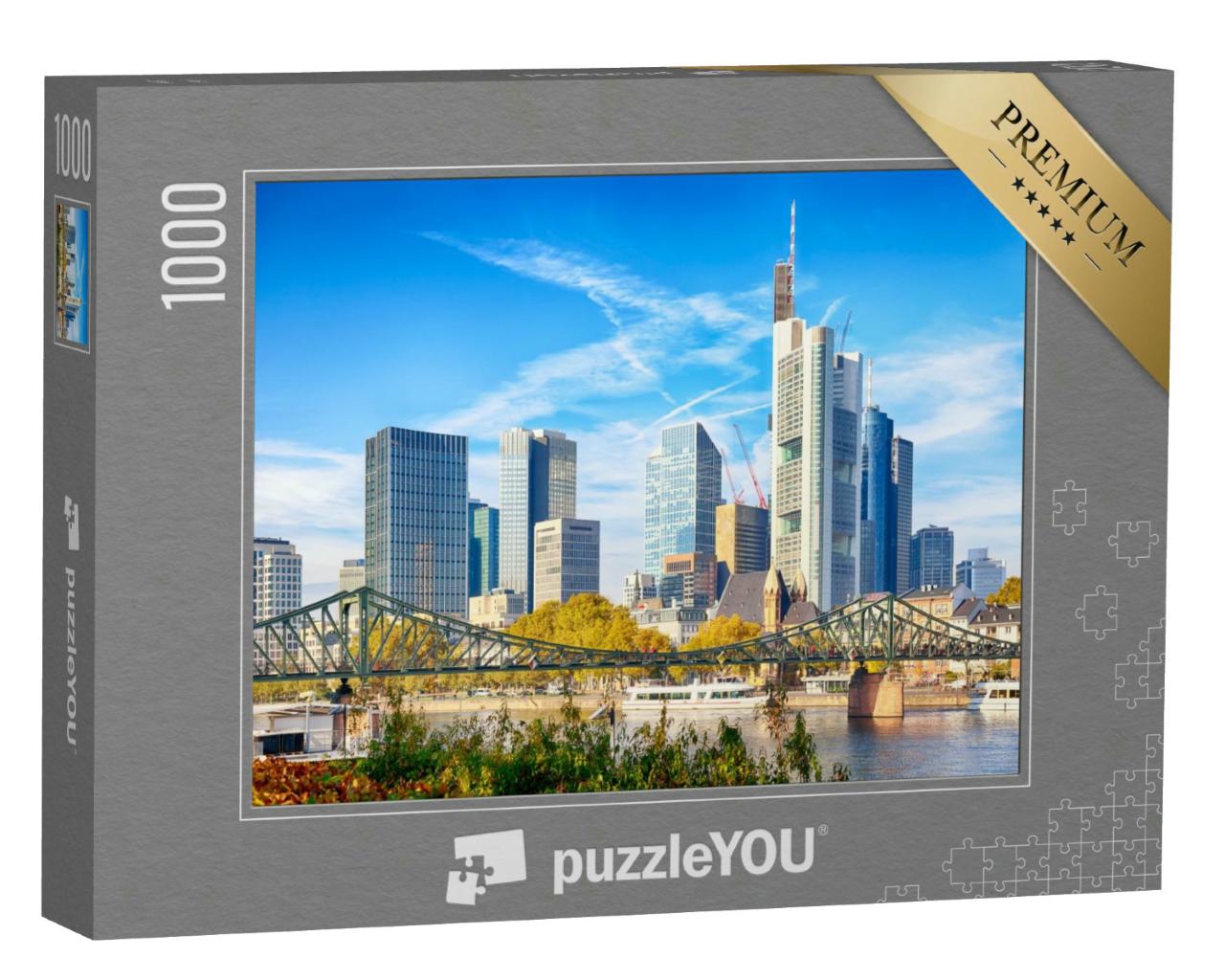 Puzzle 1000 Teile „Stadtbild von Frankfurt in Deutschland während eines sonnigen Tages“