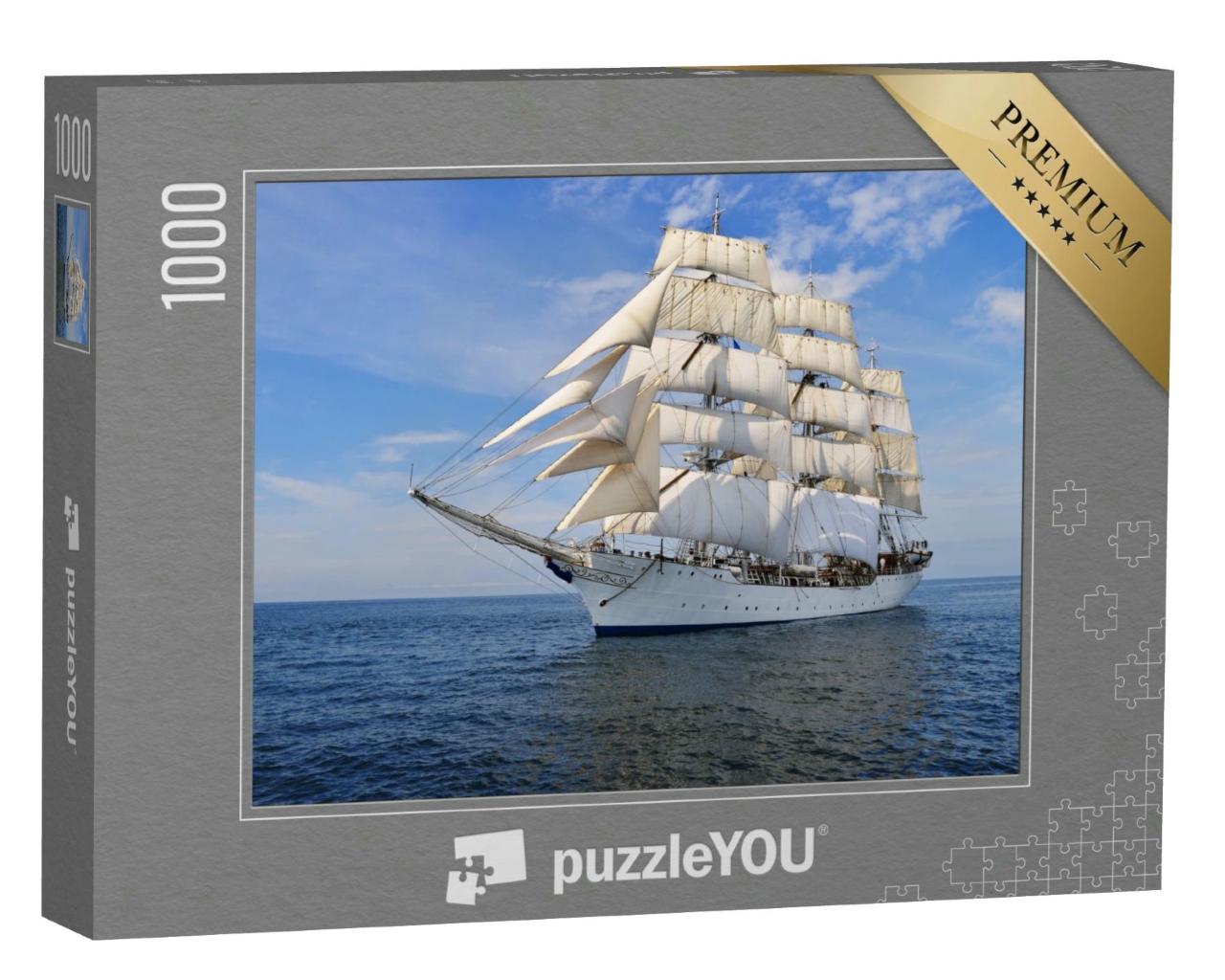 Puzzle 1000 Teile „Wunderschönes Segelschiff mit windgeblähten Segeln“