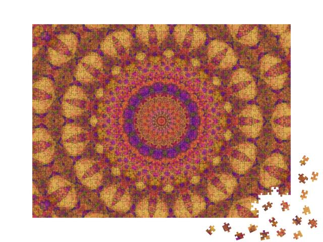 Puzzle 1000 Teile „Gebranntes, florales Mandala-Muster“