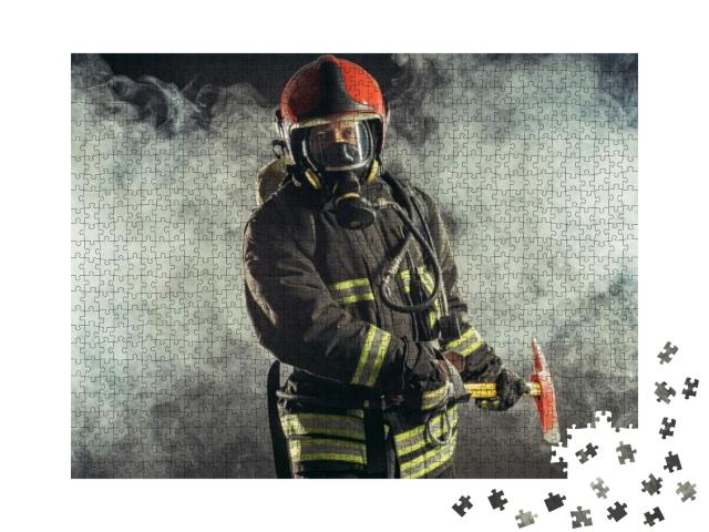 Puzzle 1000 Teile „Porträtstudie: Feuerwehrmann“