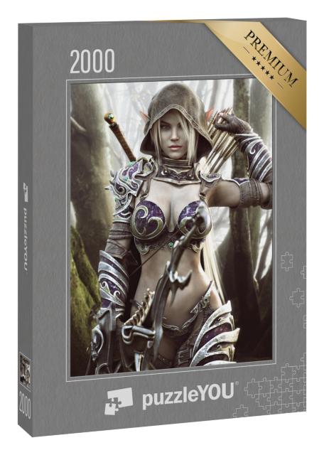 Puzzle 2000 Teile „Weiblicher Dunkelelf in Fantasy-Rüstung“