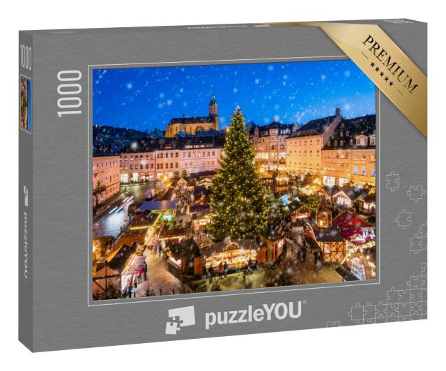 Puzzle 1000 Teile „Weihnachtsmarkt in Annaberg-Buchholz im Erzgebirge, Sachsen“