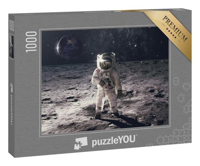 Puzzle 1000 Teile „Astronaut auf Felsoberfläche mit Weltraumhintergrund“