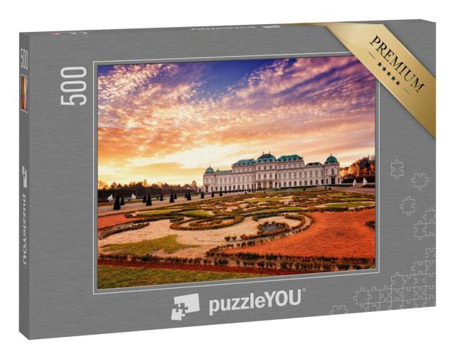 Puzzle 500 Teile „Belvedere, Wien, Blick auf das Obere Schloss und den königlichen Garten“