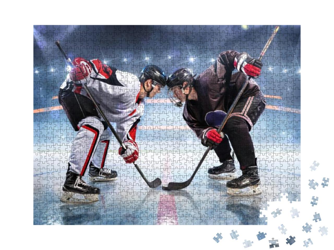 Puzzle 1000 Teile „Eishockeyspieler, voll konzentriert“