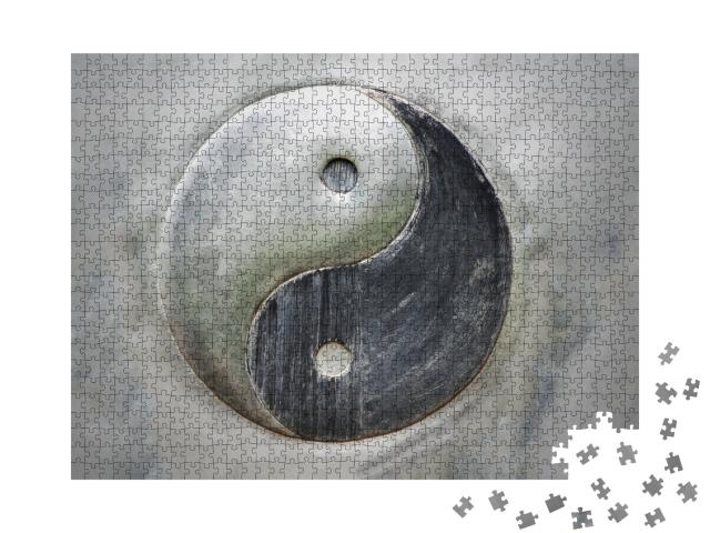 Puzzle 1000 Teile „Yin Yang steel background“