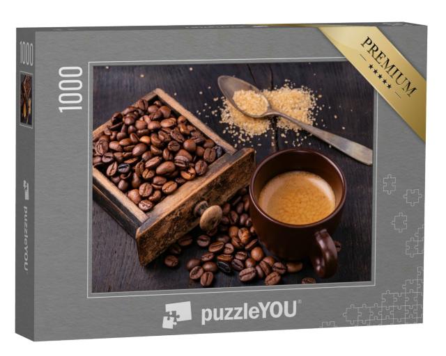 Puzzle 1000 Teile „Kaffee, brauner Zucker und Kaffeebohnen“