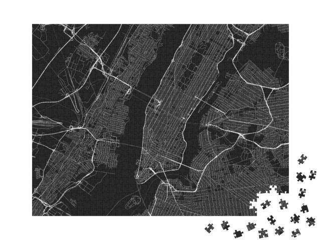 Puzzle 1000 Teile „Vektor-Karte von New York mit allen Straßen“