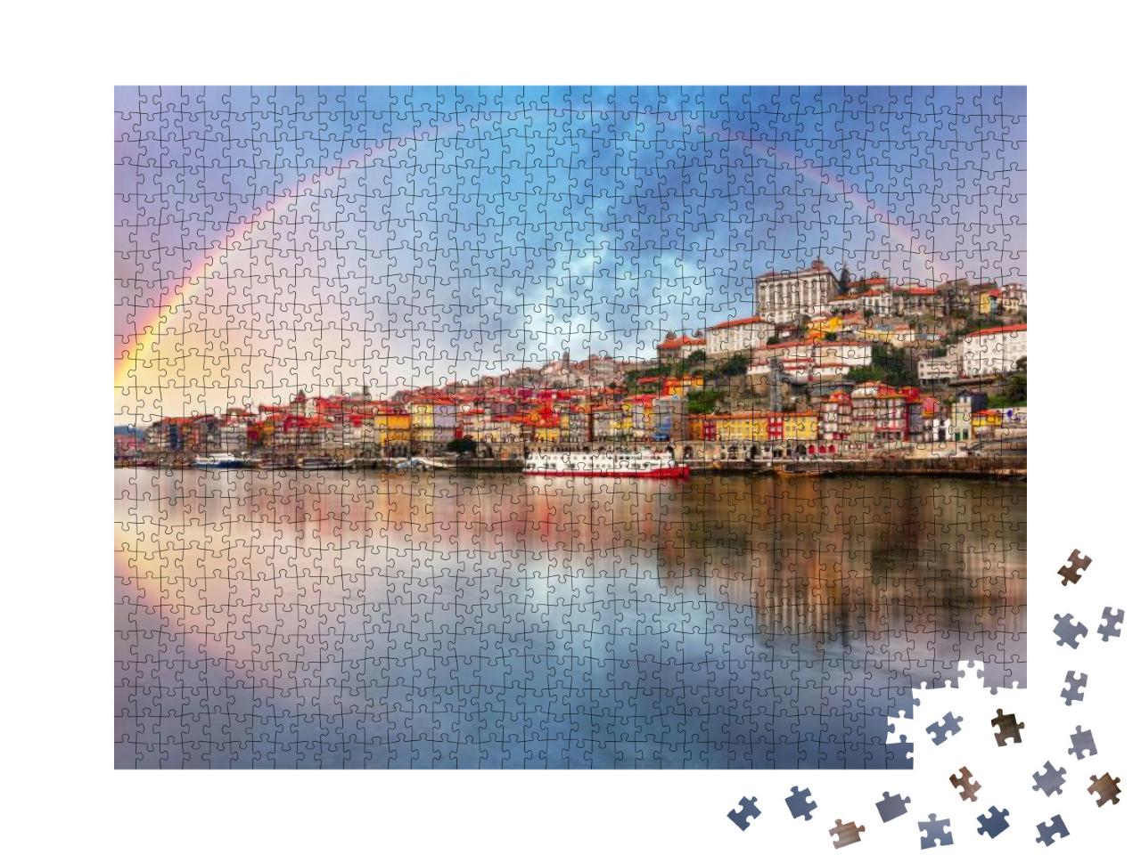 Puzzle 1000 Teile „Regenbogen über Porto, Portugal“