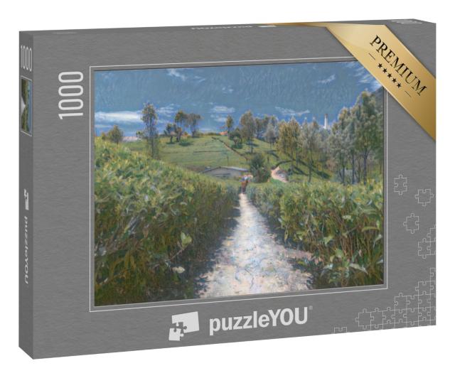 Puzzle 1000 Teile „im Kunst-Stil von Claude Monet - Teeplantagen und Fabrik in Sri Lanka - Puzzle-Kollektion Künstler & Gemälde“