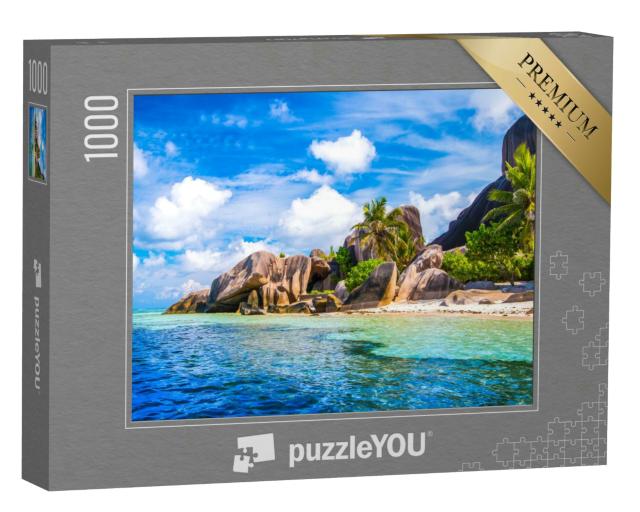 Puzzle 1000 Teile „Source d'Argent: berühmtester Strand der Seychellen, La Digue“
