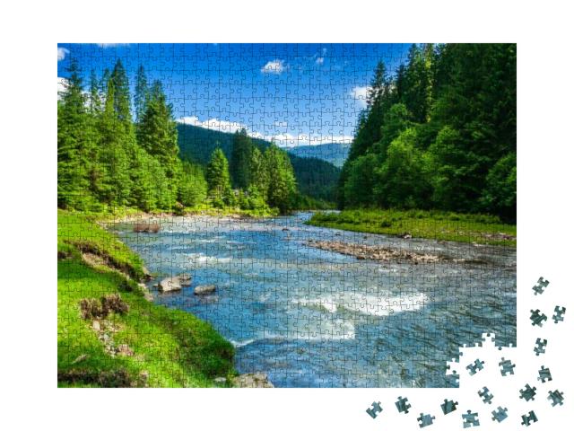 Puzzle 1000 Teile „Wunderschöne Berglandschaft mit klarem Bergbach“