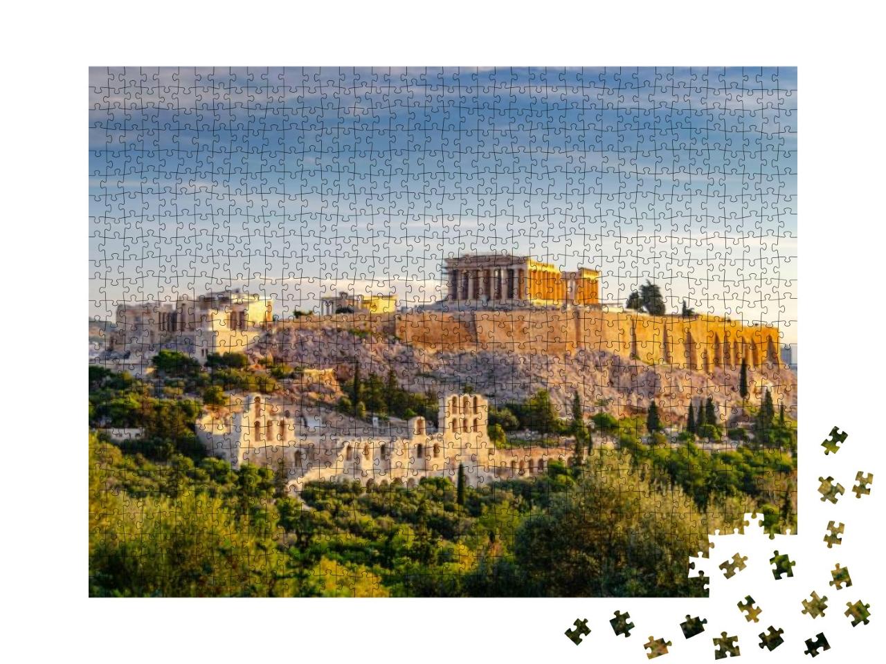 Puzzle 1000 Teile „Berühmtes Athener Wahrzeichen: Akropolis und Odeon des Herodes Atticus“