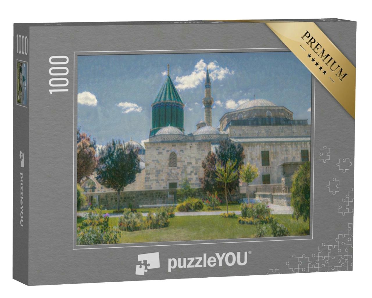 Puzzle 1000 Teile „im Kunst-Stil von Claude Monet - Mevlana Celaleddin Rumi Grab und Museum, Konya Türkei“