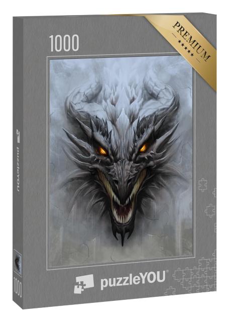 Puzzle 1000 Teile „Drachenkopf auf dem grauen Stein“