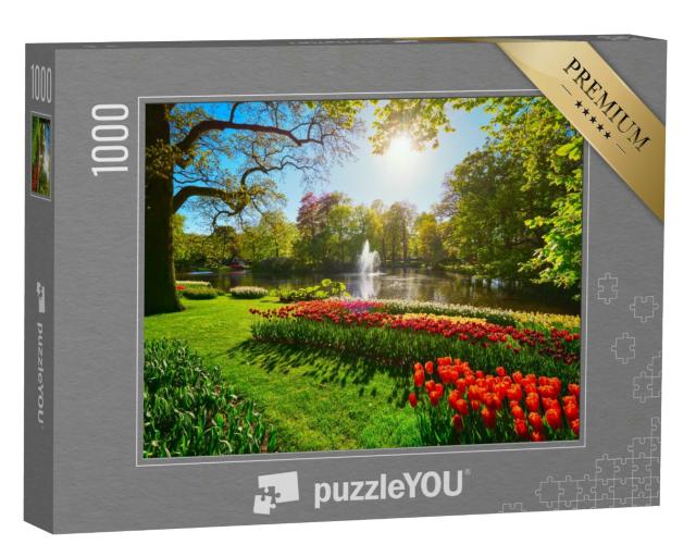 Puzzle 1000 Teile „Keukenhof mit blühenden Tulpenbeeten, Lisse, Niederlande“