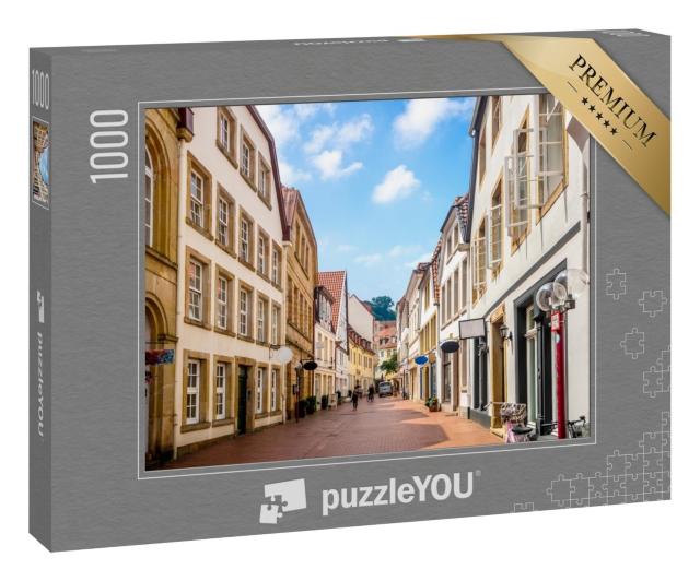 Puzzle 1000 Teile „Historische Straße mit alten Häusern in Osnabrück , Deutschland“