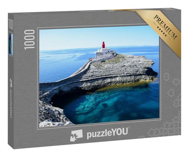 Puzzle 1000 Teile „Leuchtturm von Madonetta, Bonifacio, südlich von Korsika, Frankreich“