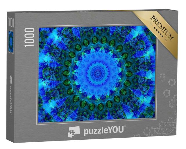 Puzzle 1000 Teile „Ein elektrisch blaues Mandala“