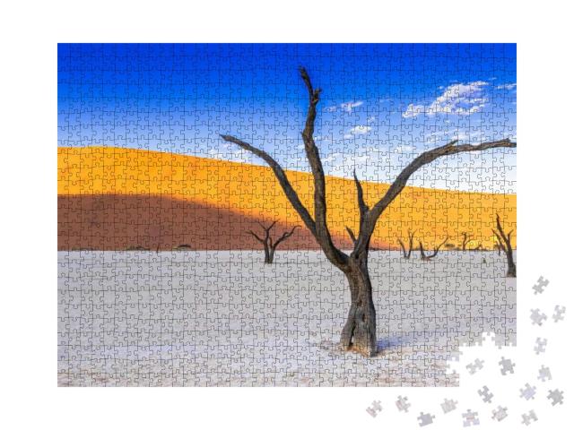 Puzzle 1000 Teile „Beeindruckende Naturlandschaft: Salzpfanne im Deadvlei, Namibia“