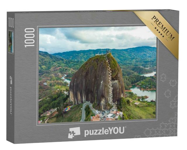 Puzzle 1000 Teile „Unglaubliche Treppe: Granitfelsen in Guatape, Kolumbien“