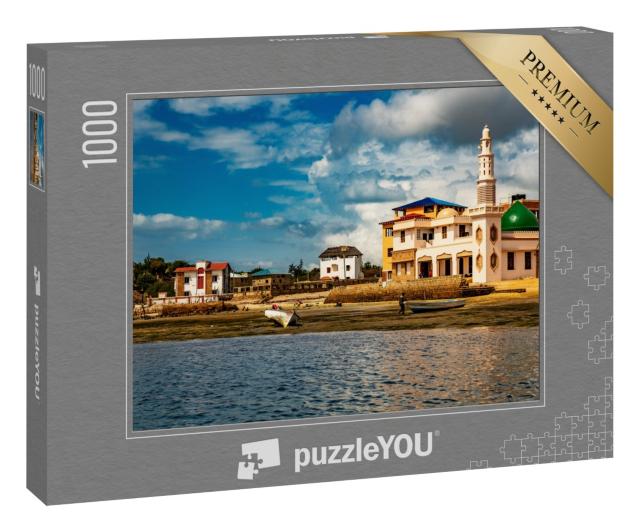 Puzzle 1000 Teile „Häuser und Riyadha-Moschee aus Korallenflachziegeln, Kenia, Afrika“