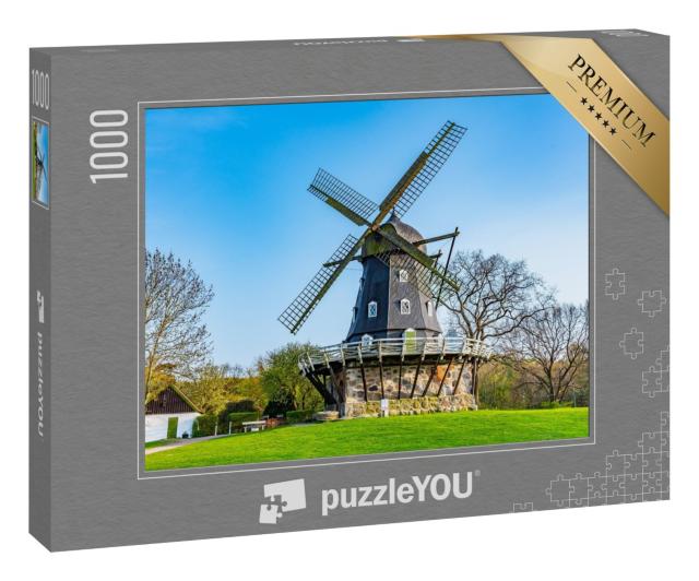 Puzzle 1000 Teile „Mittelalterliche Windmühle bei Schloss Malmö in Schweden“