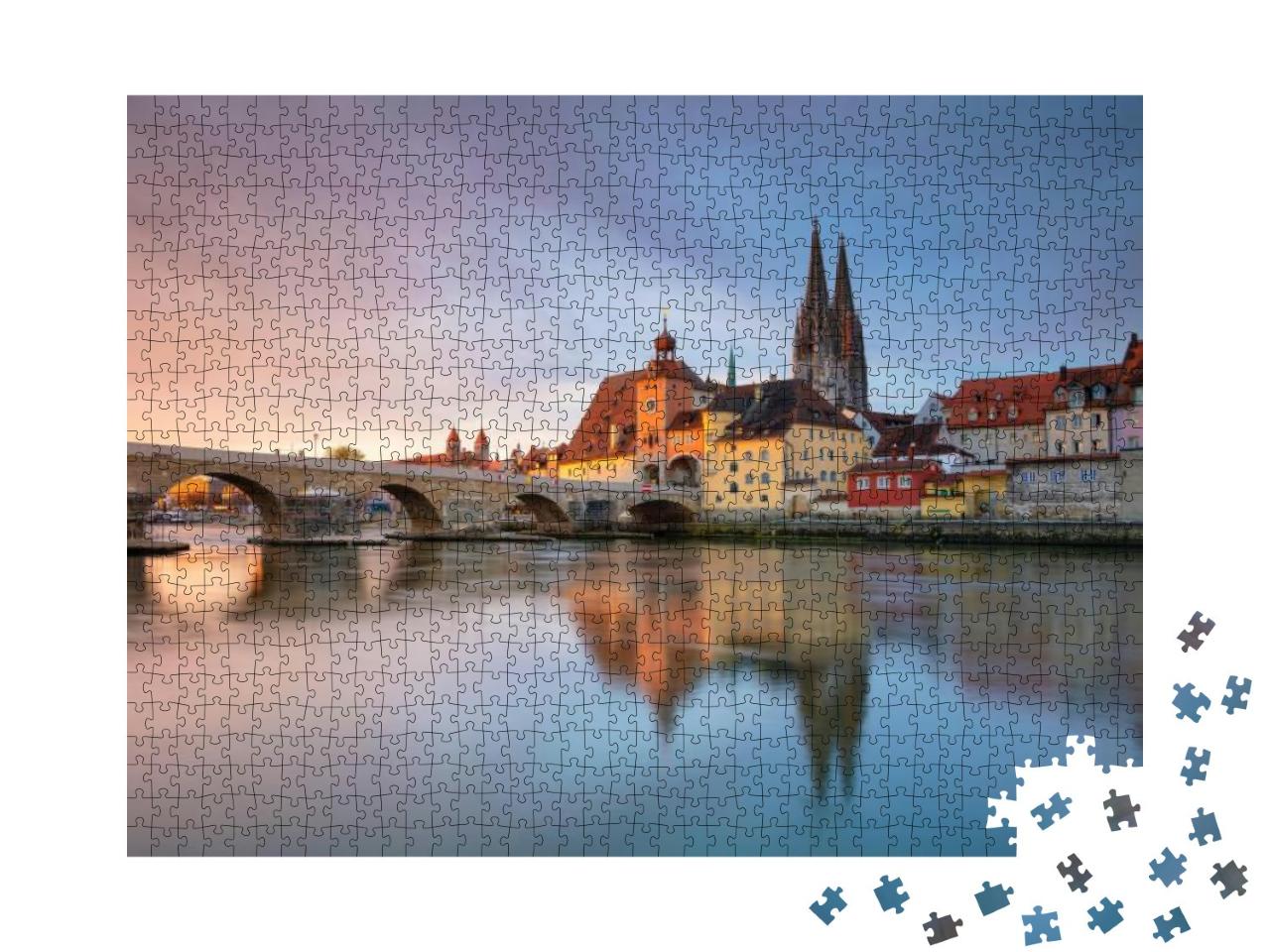 Puzzle 1000 Teile „Regensburg bei Sonnenaufgang im Frühling, Deutschland“